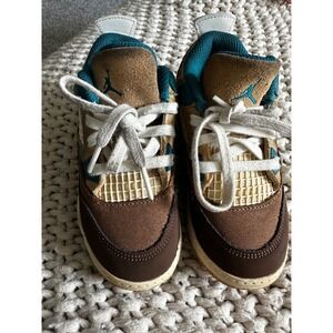 Jordan 4 Retro Cacao Wow Geode Teal Ale Brown FB2212-200 Kids 9C Sneakers